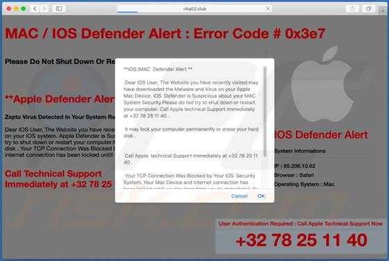 POP-UP da fraude IOS /MAC Defender Alert (Mac)