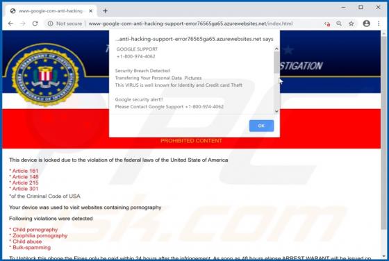 POP-UP da fraude FBI CRIMINAL INVESTIGATION