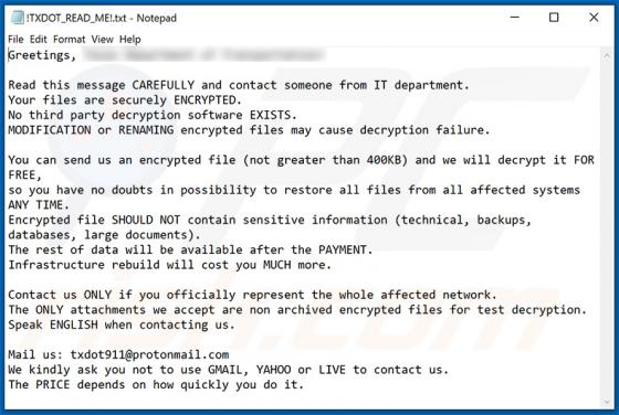 Ransomware Txdot