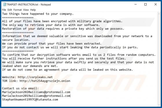 Ransomware TRAPGET
