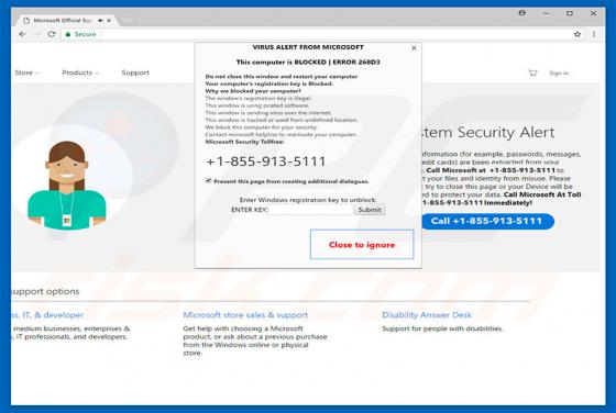 POP-UP da Fraude ERROR 268D3