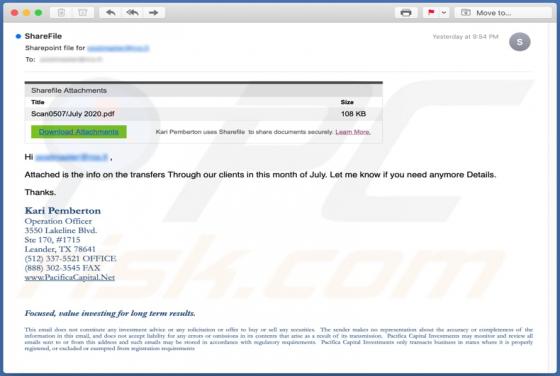 Fraude SharePoint Email