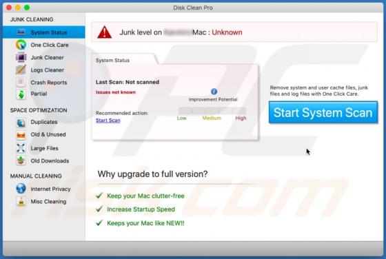 Aplicação Indesejada Disk Clean Pro  (Mac)