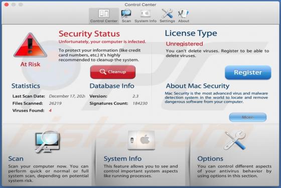 Aplicação Indesejada Mac Security (Mac)