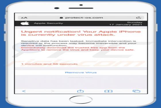 POP-UP da fraude Your Apple IPhone Is Currently Under Virus Attack (Mac)