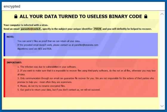 Ransomware Paras1te