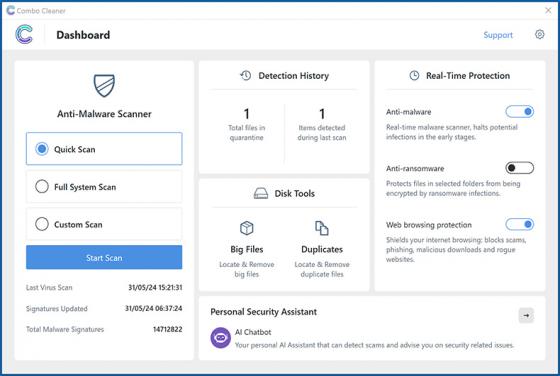 Combo Cleaner Anti-Malware (para computadores Windows)