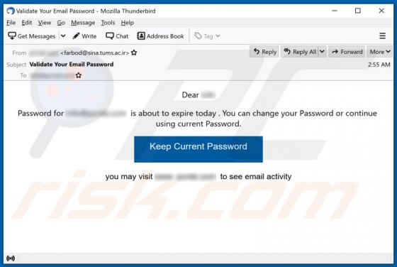 Fraude Password Is About To Expire Today Email