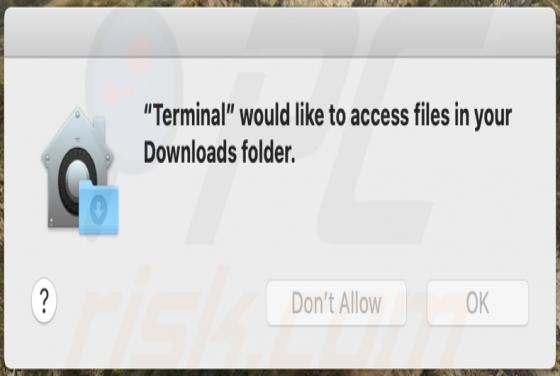 POP-UP da fraude "Terminal" Would Like To Access Files In Your Download Folder (Mac)