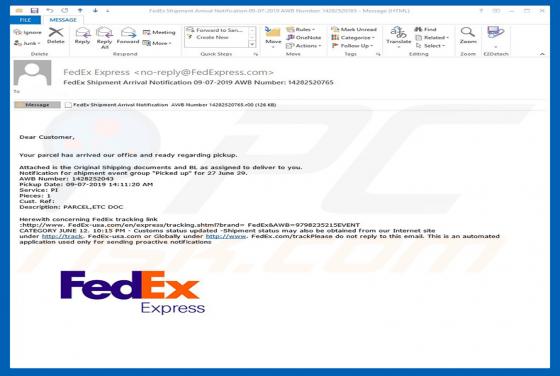 Vírus FedEx Express Email