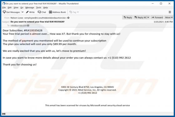 Fraude Your Free Trial Period is Almost Over Email