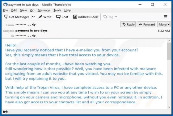 E-mail da fraude I Have E-mailed You From Your Account