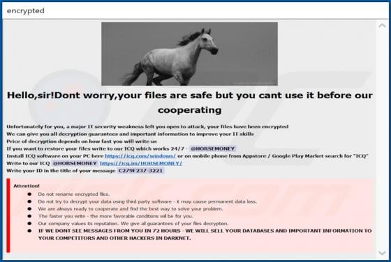 Ransomware HORSEMONEY