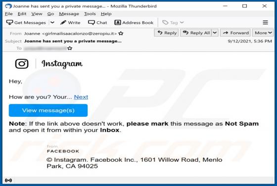 Fraude por Email Instagram