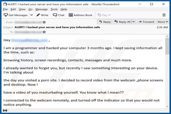 Fraude por Email I Am A Programmer And Hacked Your Computer 3 Months Ago