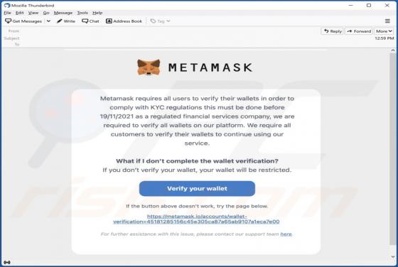 Fraude por email MetaMask