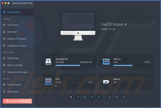 Aplicação Indesejada MacClean360 (Mac)