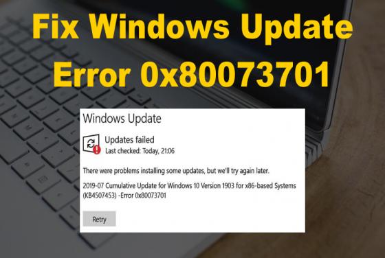 Corrigir o erro de atualização do Windows 0x80073701