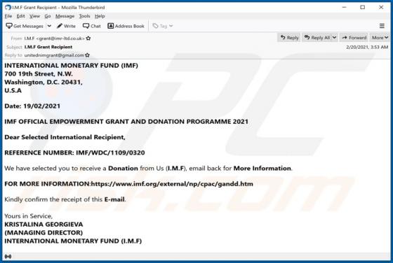 Fraude por Email INTERNATIONAL MONETARY FUND (IMF)