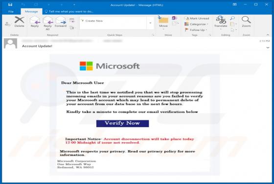 Fraude por Email Verify Microsoft Account