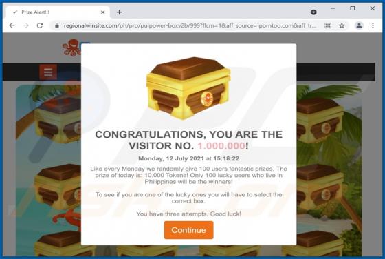 Fraude CONGRATULATIONS, YOU ARE THE VISITOR NO. 1.000.000