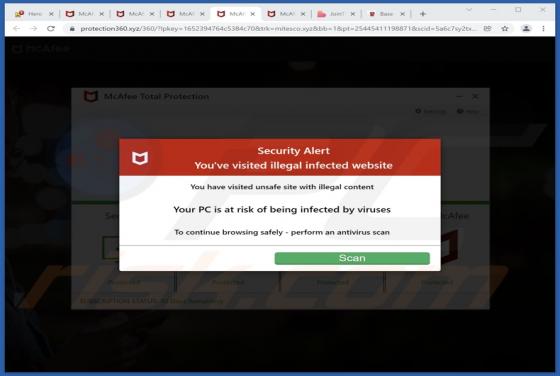 POP-UP da fraude You've Visited Illegal Infected Website