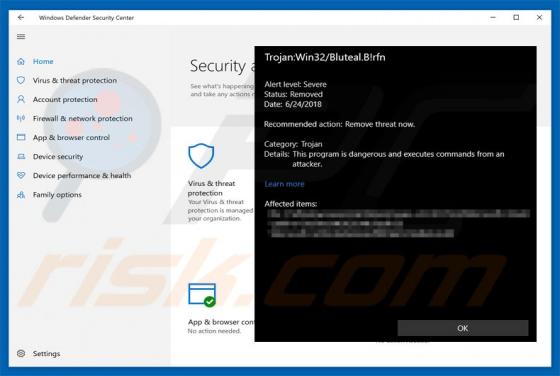 Trojan Win32/Bluteal.B!rfn