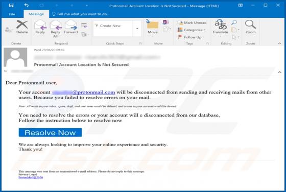 Fraude por Email ProtonMail