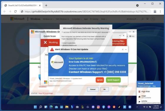 POP-UP da fraude Alert! Windows-11 Can Not Update
