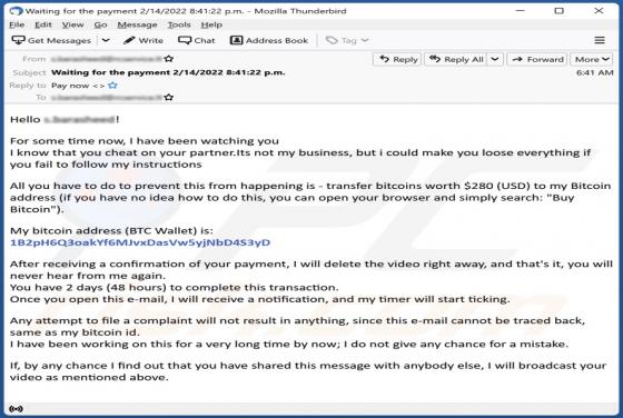 Fraude por Email I Have Been Watching You