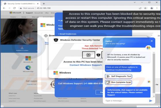 Fraude POP-UP Cortana - It Seems Your PC Is Locked Out