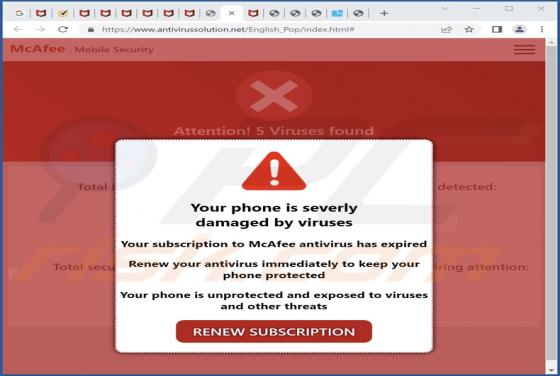 Fraude POP-UP Your Phone Is Severly Damaged By Viruses