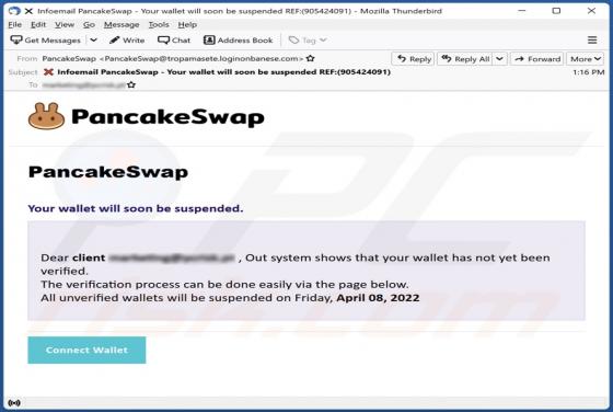 Fraude por Email PancakeSwap