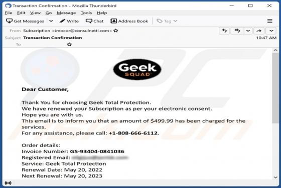 Fraude Geek Squad Email