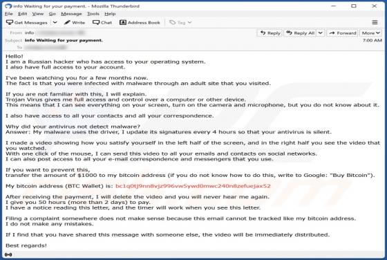 Fraude por Email I Am A Russian Hacker Who Has Access To Your Operating System