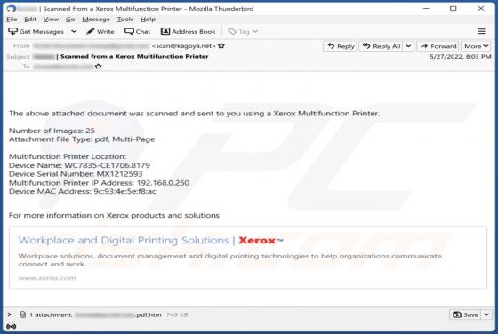 Fraude Xerox Multifunction Printer Email