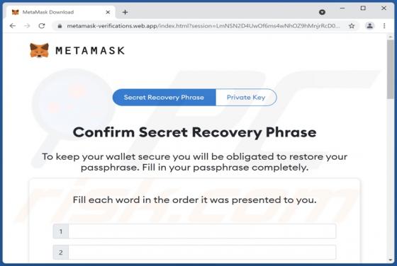 POP-UP da Fraude METAMASK