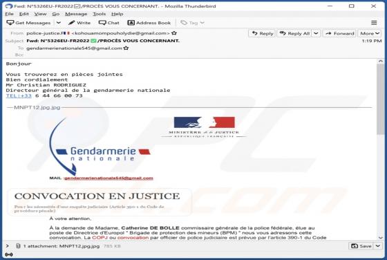 Fraude de Email Summon To Court For Pedophilia
