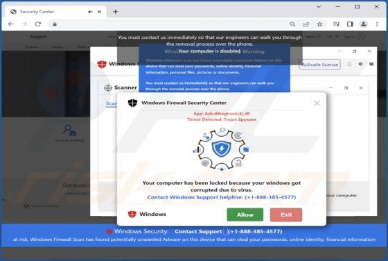 POP-UP da fraude Your Windows Got Corrupted Due To Virus