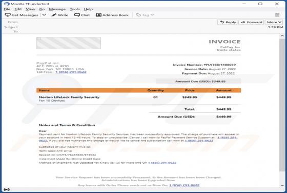 Fraude por Email Norton LifeLock