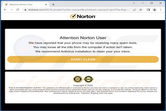 POP-UP da Fraude Norton - Your Phone May Be Receiving Many Spam Texts