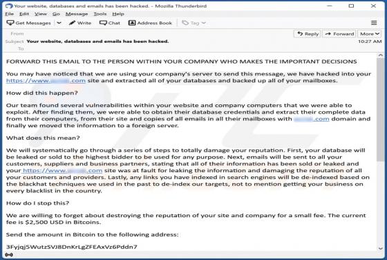 Fraude por Email We Are Using Your Company's Server To Send This Message