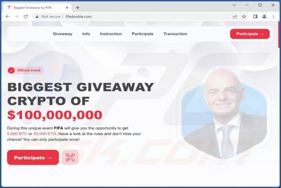 Fraude FIFA Crypto Giveaway