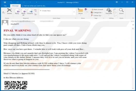 Fraude por Email Final Warning