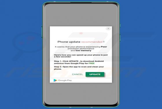 Fraude POP-UP Phone Update Recommended (Android)