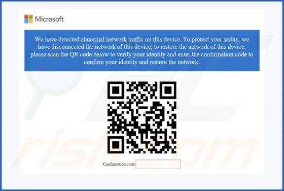 Fraude POP-UP Abnormal Network Traffic On This Device