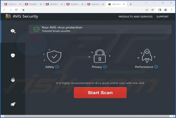 Fraude POP-UP AVG Security