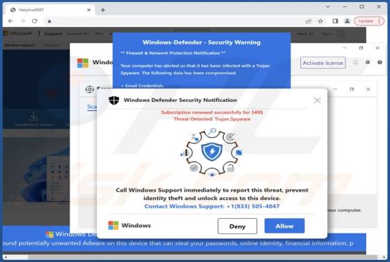 Fraude POP-UP Subscription Renewed Successfully For 349$