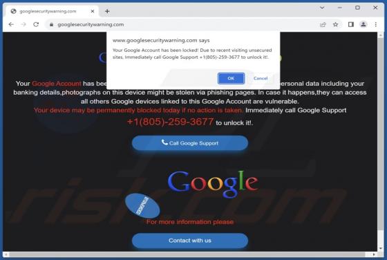 Fraude POP-UP Your Google Account Has Been Locked!