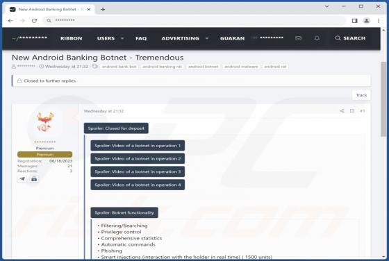 Tremendous Banking Botnet (Android)